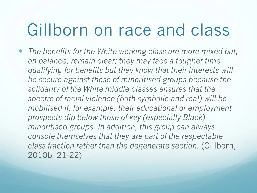 gillborn on race and class