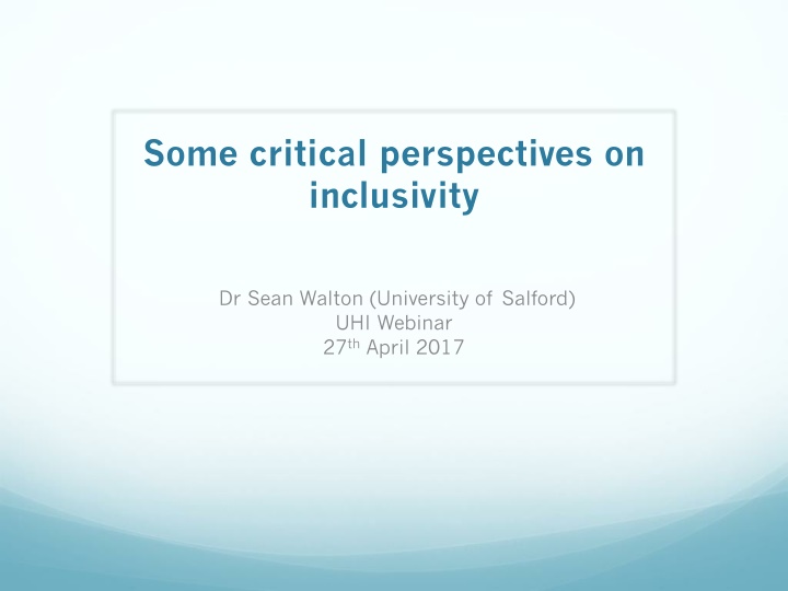 some critical perspectives on inclusivity