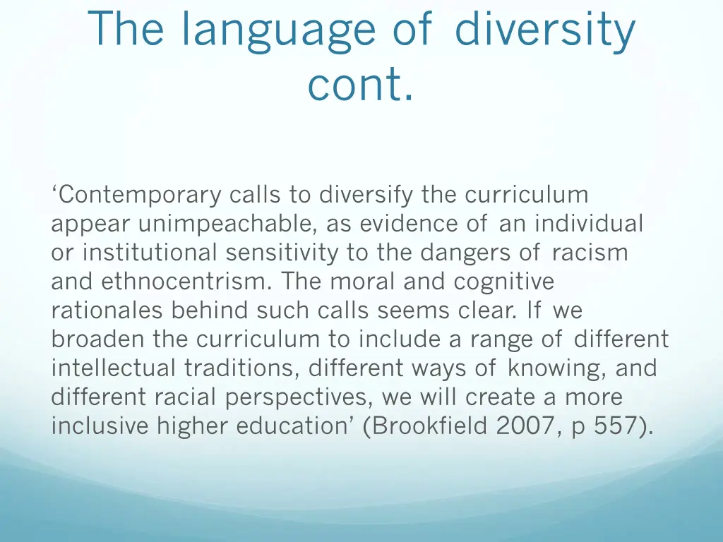 the language of diversity cont