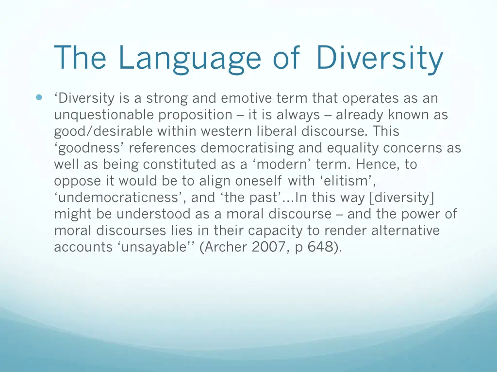 the language of diversity