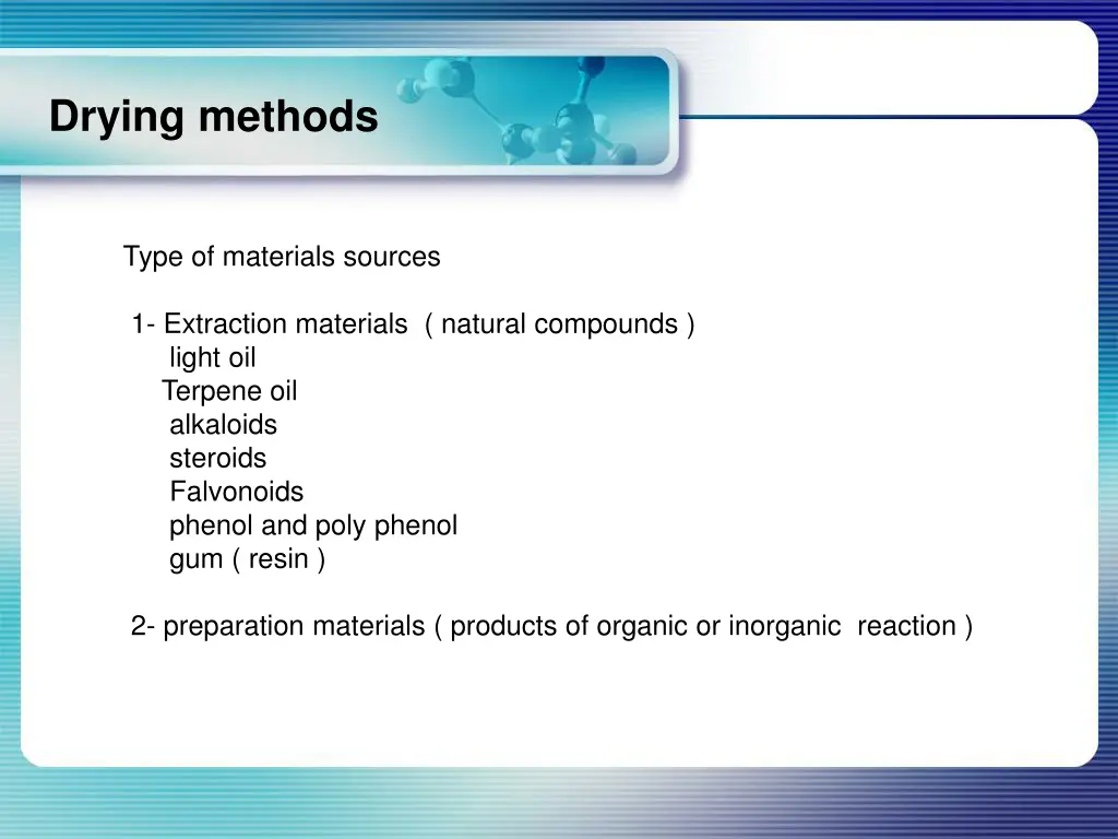 drying methods