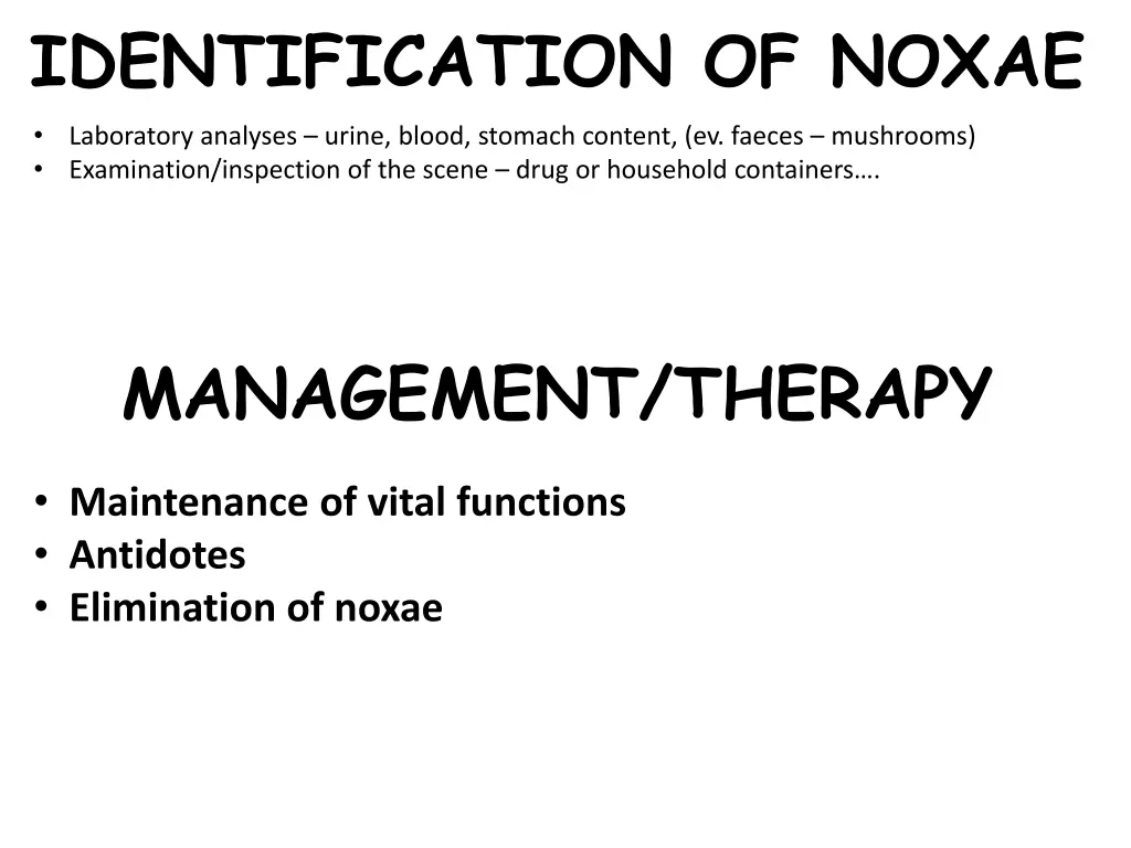 identification of noxae laboratory analyses urine