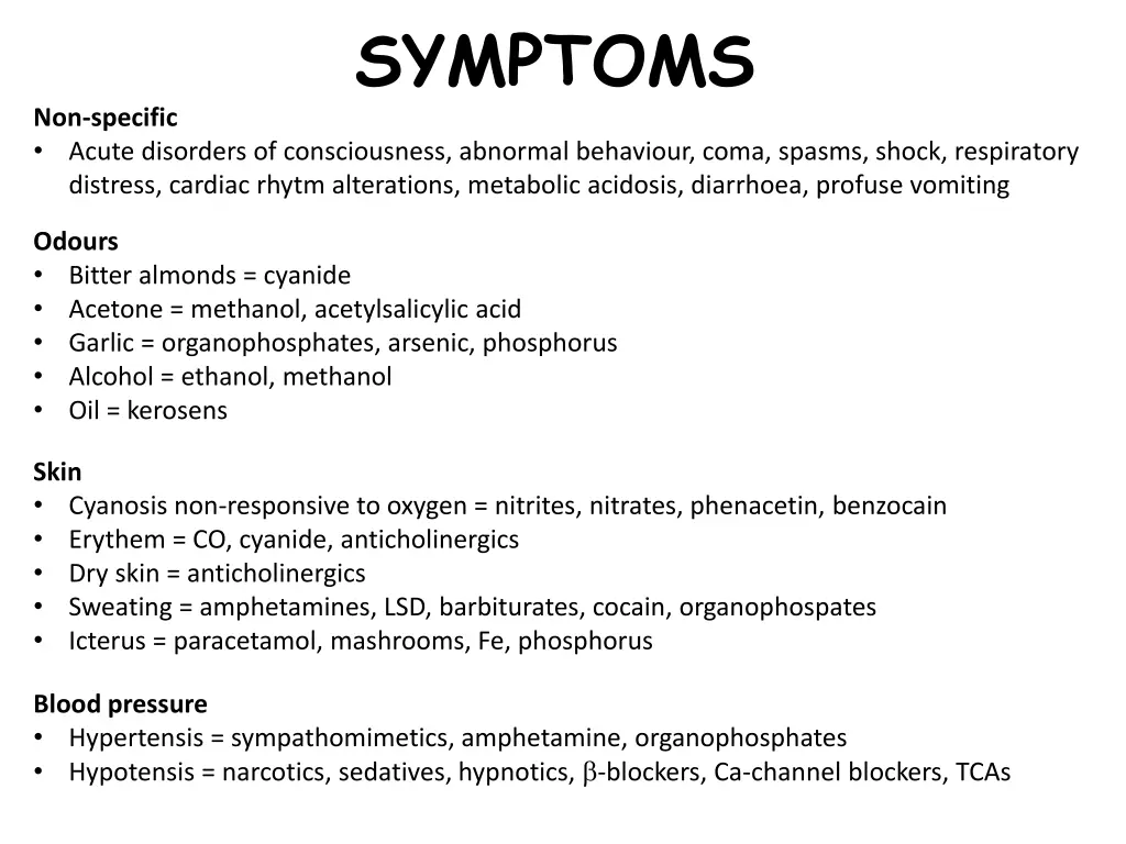 symptoms