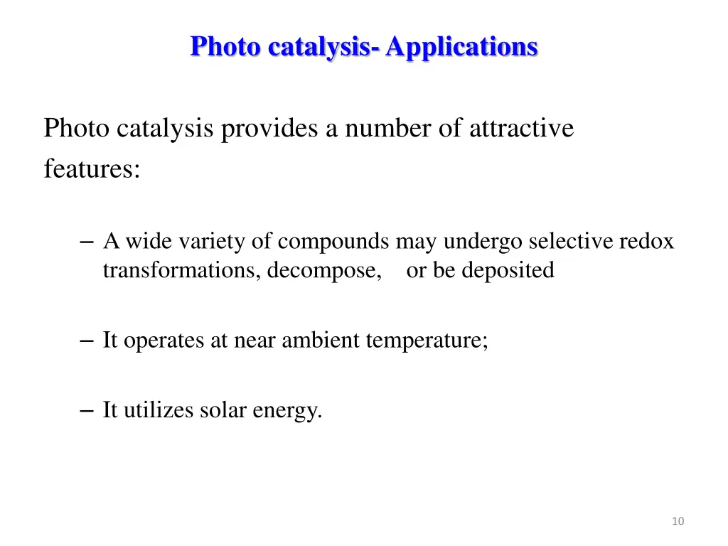 photo catalysis applications