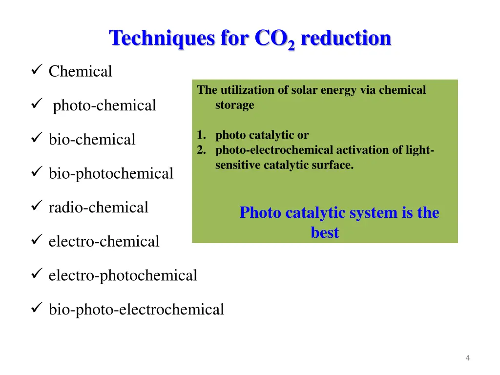 techniques for co 2 reduction chemical