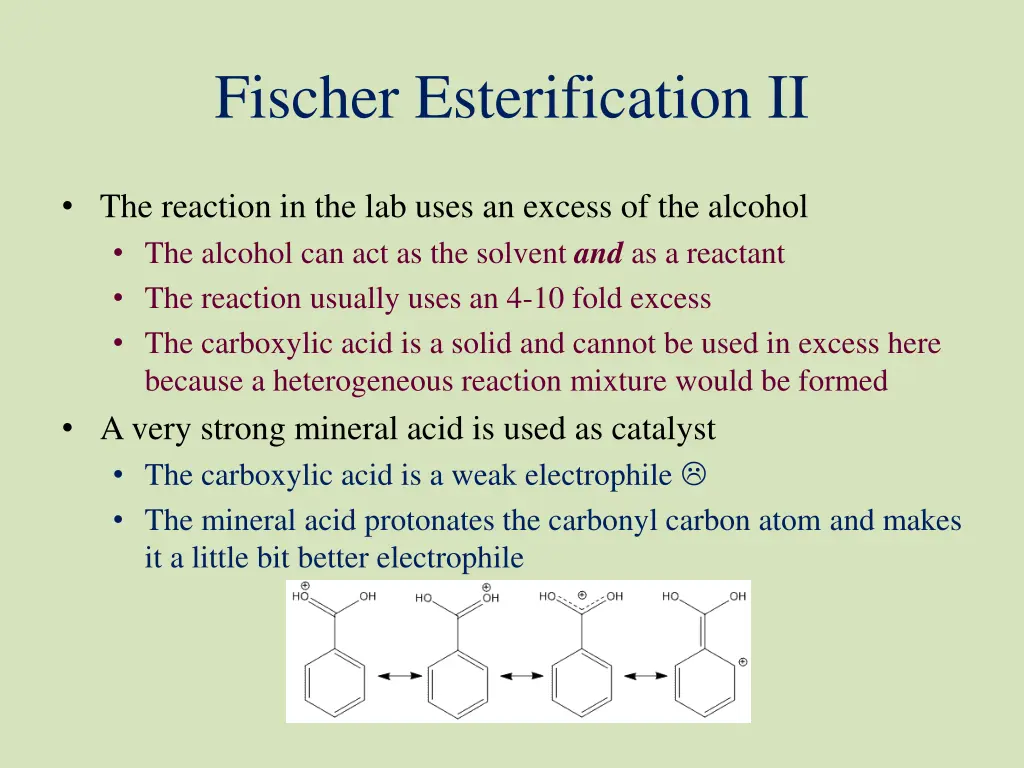 fischer esterification ii