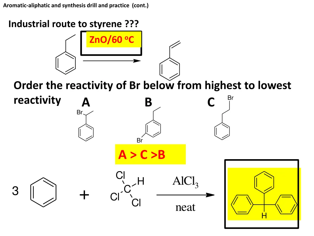 aromatic aliphatic and synthesis drill