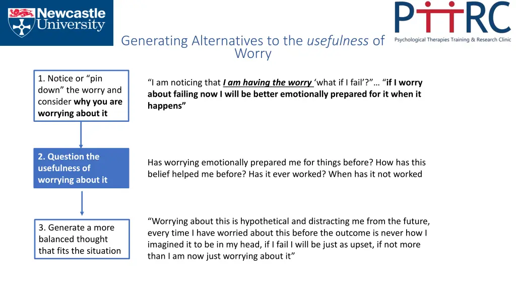 generating alternatives to the usefulness of worry