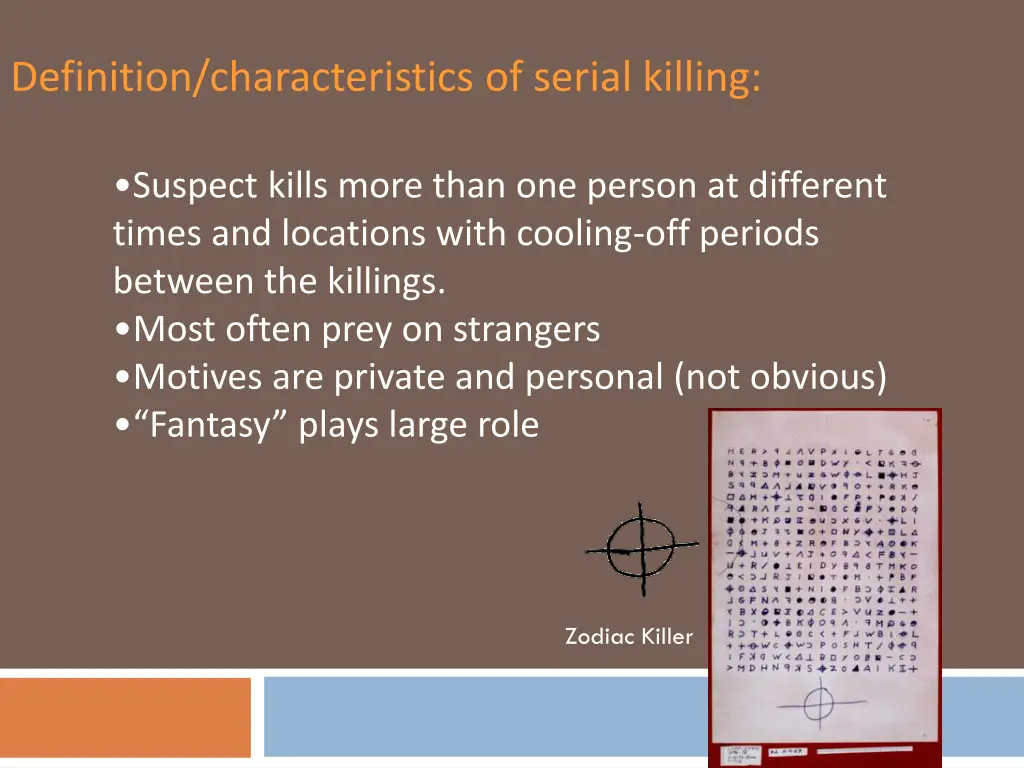 definition characteristics of serial killing