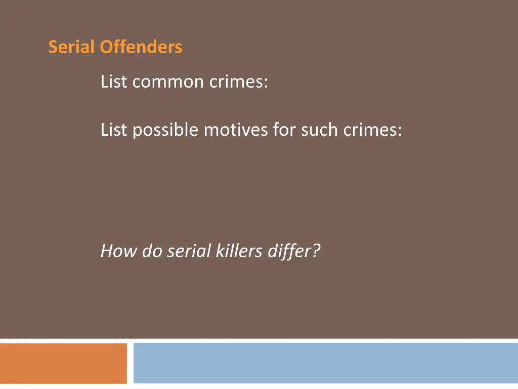 serial offenders list common crimes list possible