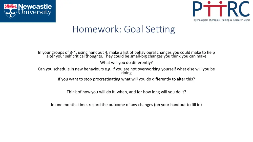 homework goal setting