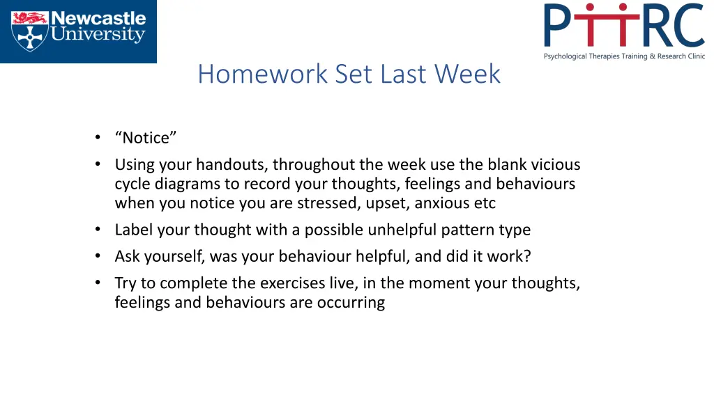 homework set last week