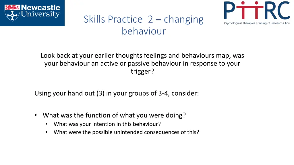 skills practice 2 changing behaviour