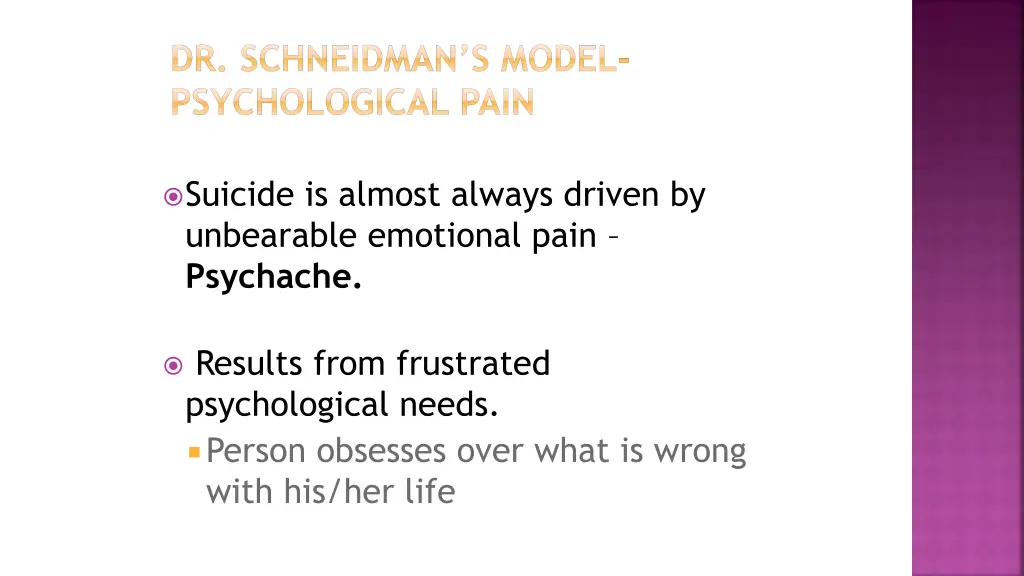 dr schneidman s model psychological pain