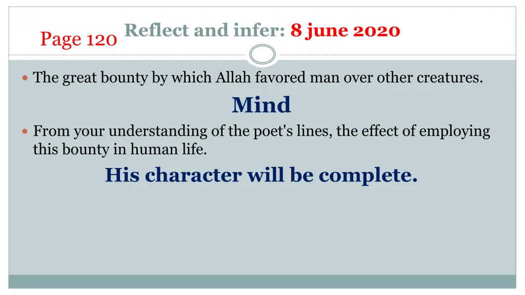 reflect and infer 8 june 2020