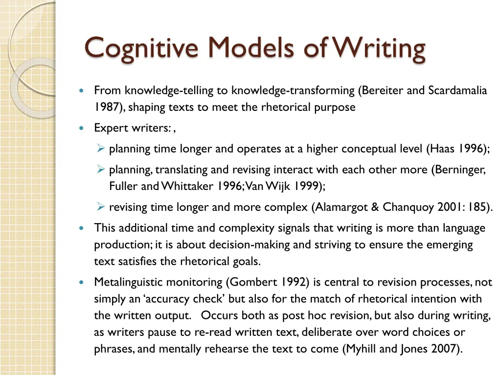 cognitive models of writing