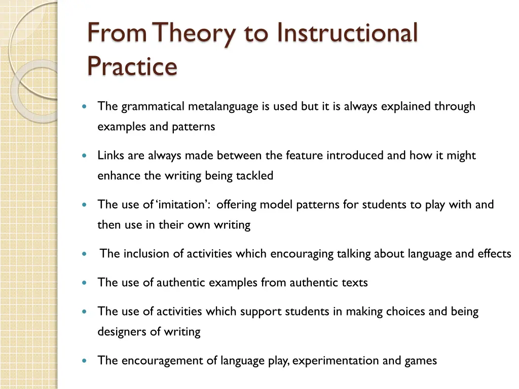 from theory to instructional practice