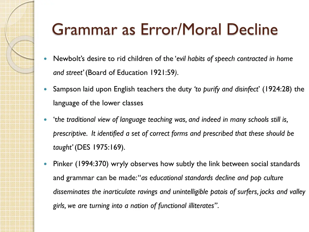 grammar as error moral decline