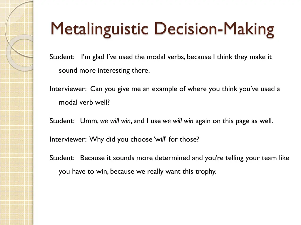 metalinguistic decision making 2