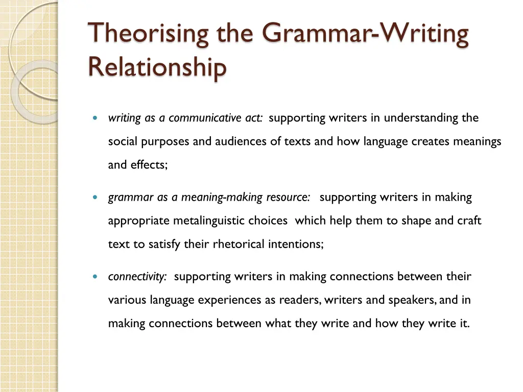 theorising the grammar writing relationship