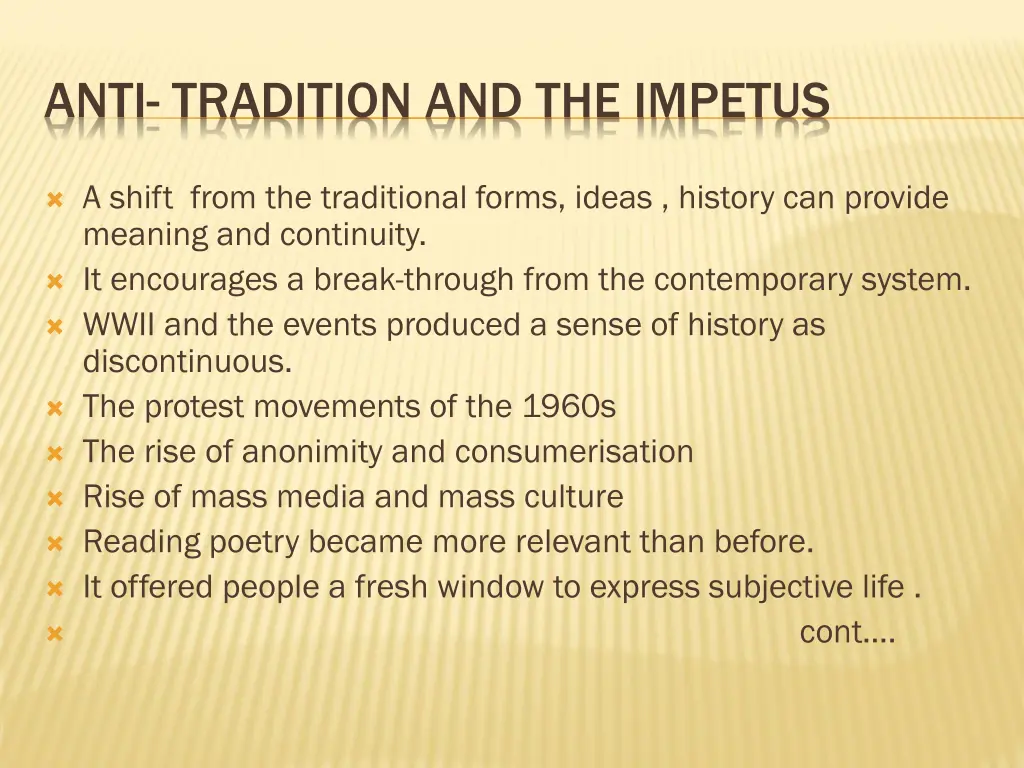 anti tradition and the impetus