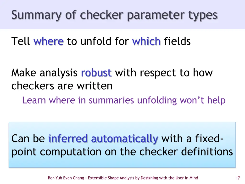 summary of checker parameter types