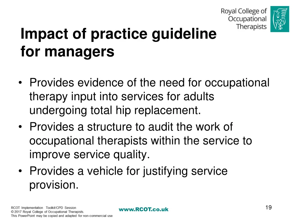 impact of practice guideline for managers