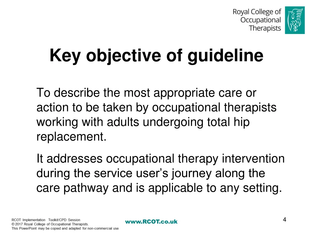 key objective of guideline