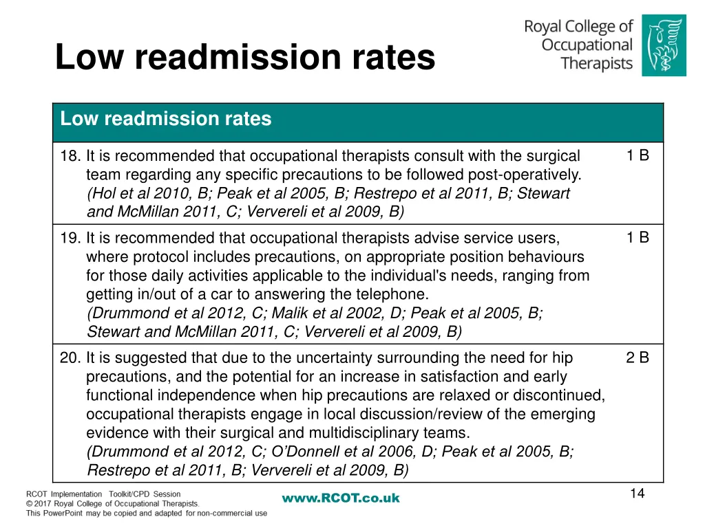 low readmission rates