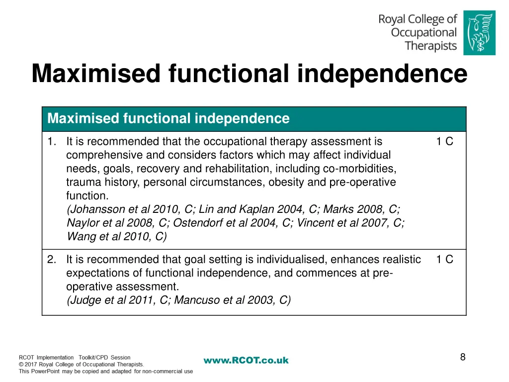 maximised functional independence