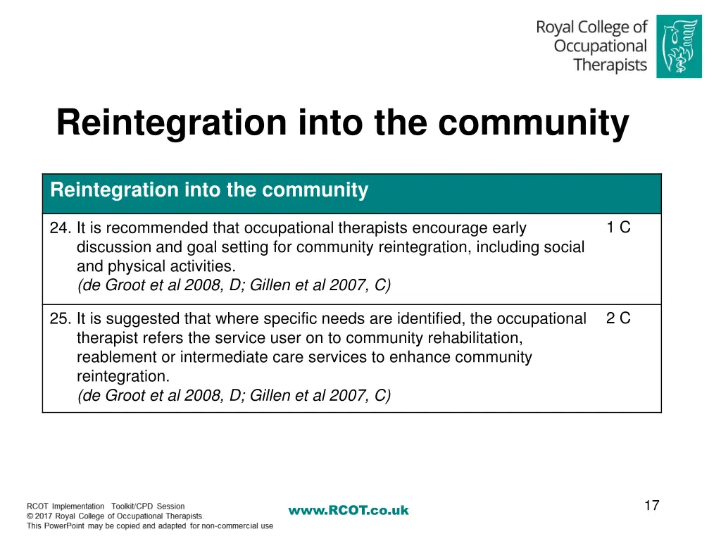 reintegration into the community