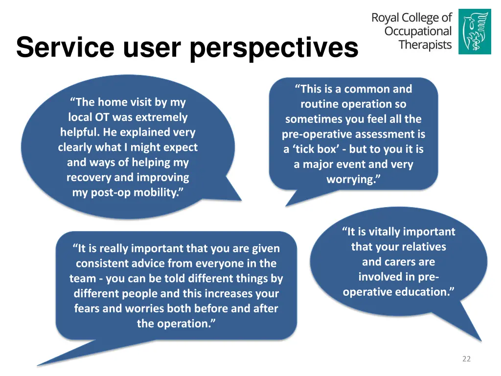 service user perspectives