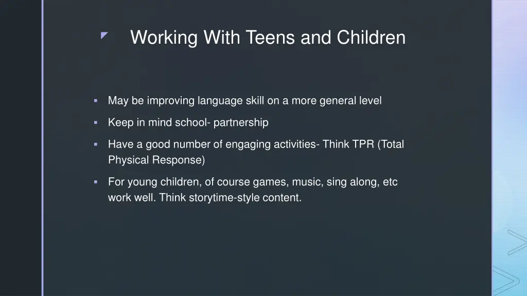 working with teens and children