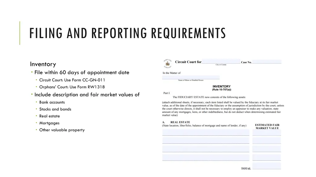 filing and reporting requirements