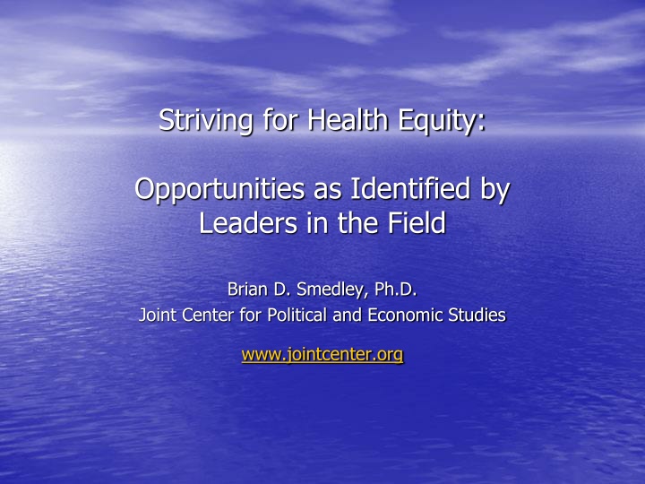 striving for health equity