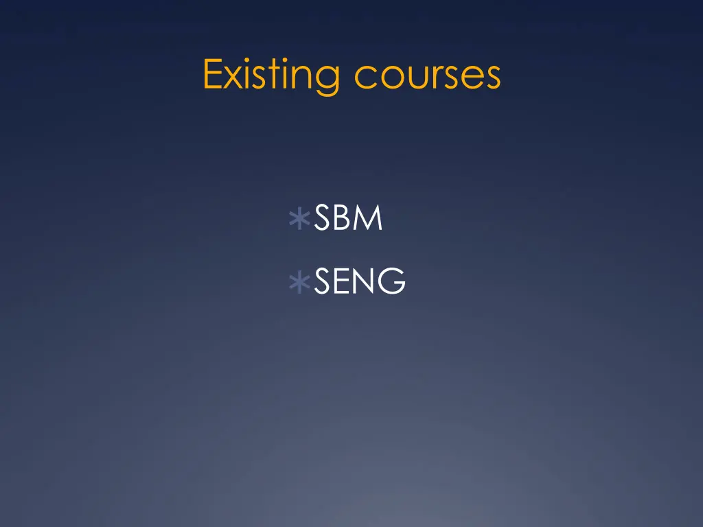 existing courses