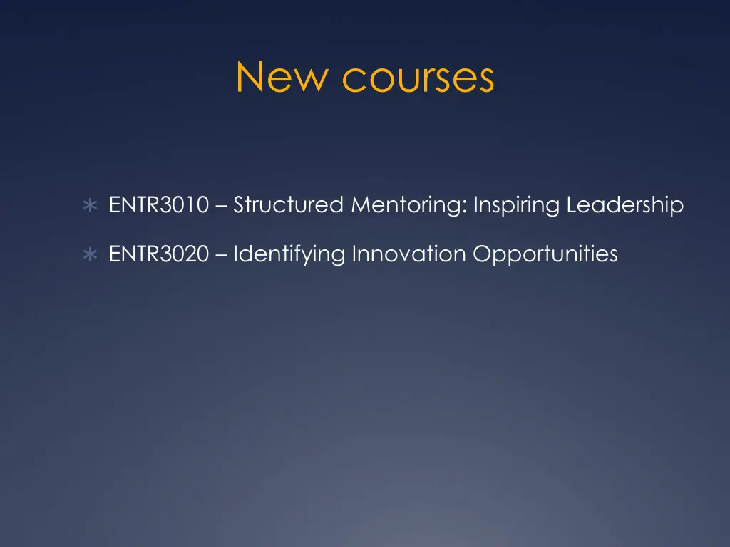 new courses