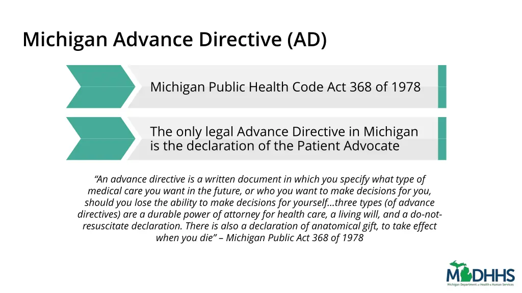 michigan advance directive ad