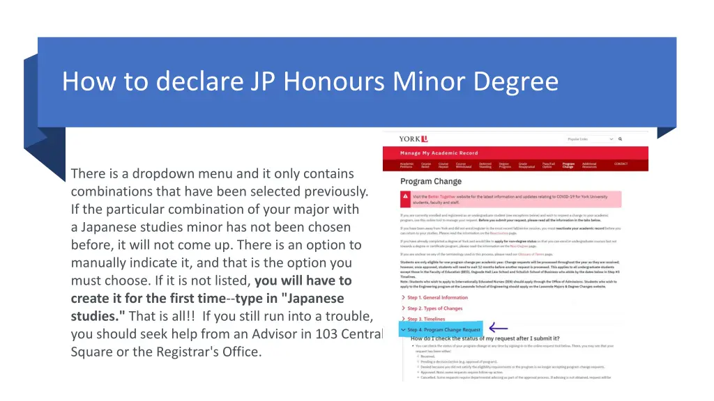 how to declare jp honours minor degree 1