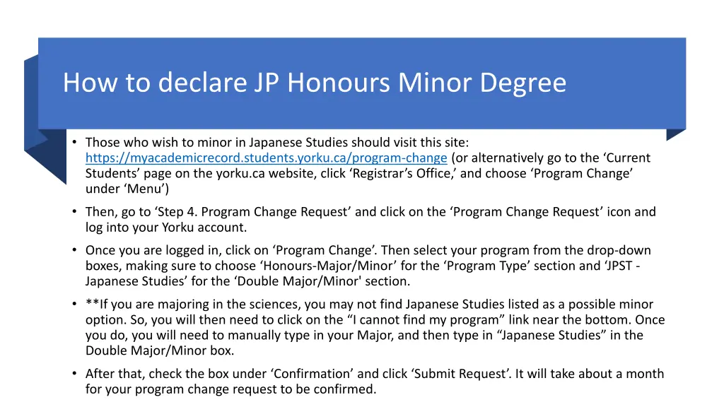 how to declare jp honours minor degree