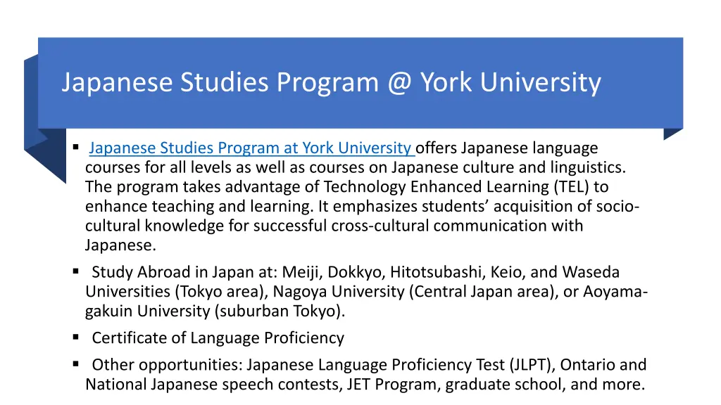 japanese studies program @ york university