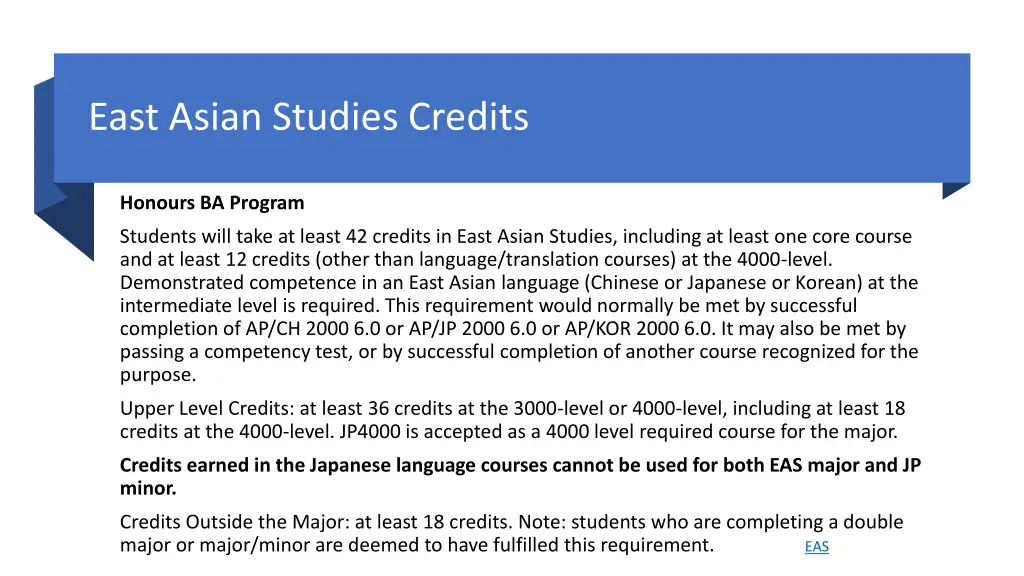 east asian studies credits