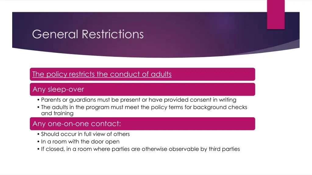 general restrictions