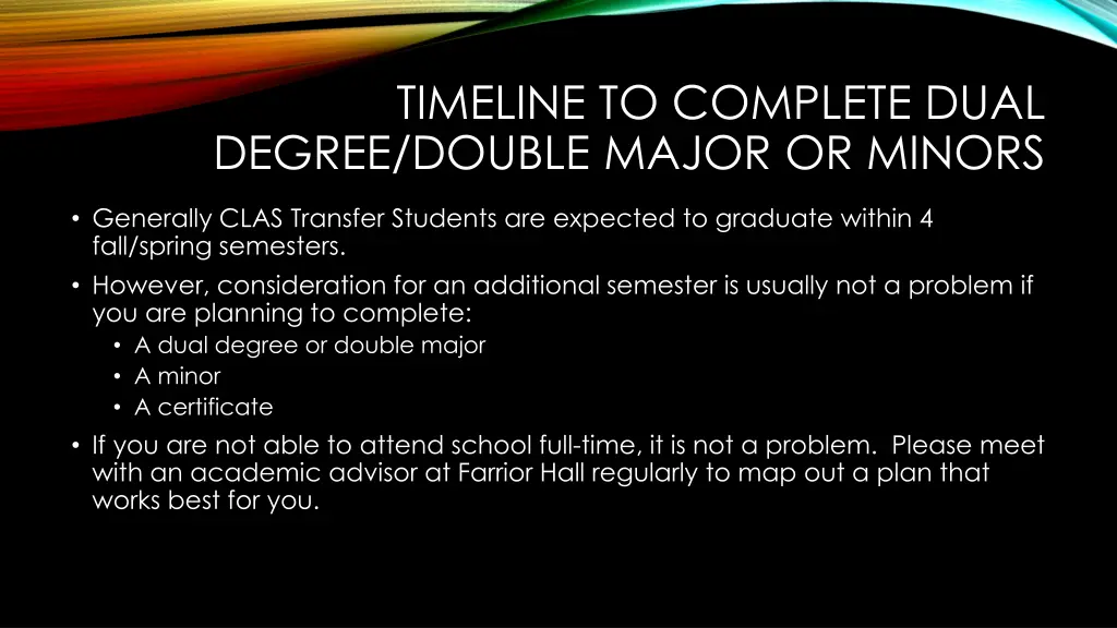 timeline to complete dual degree double major