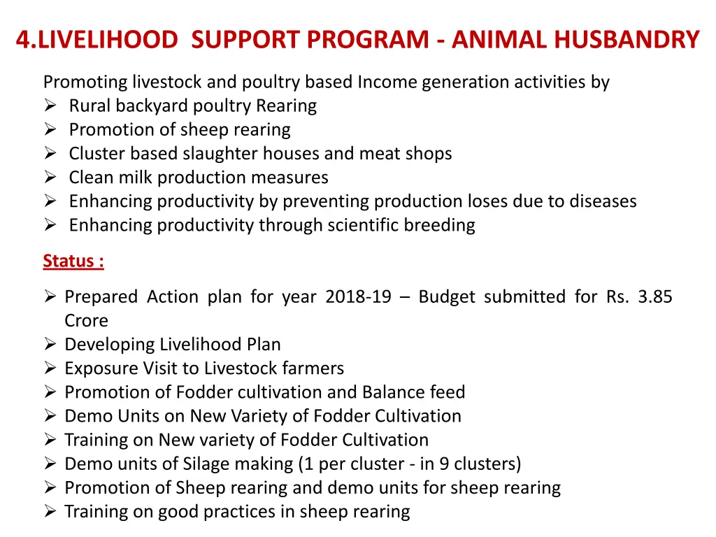 4 livelihood support program animal husbandry