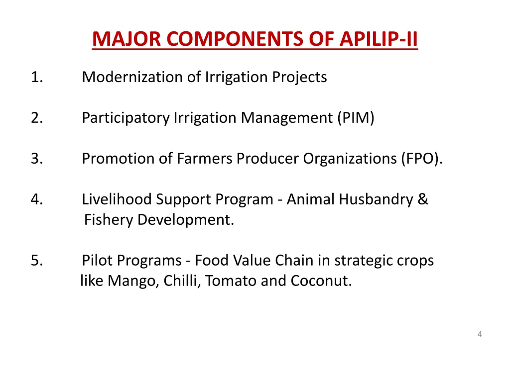 major components of apilip ii