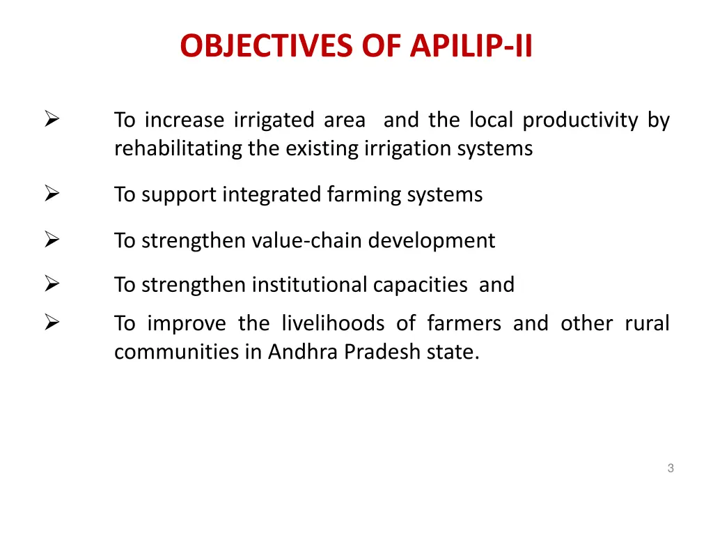 objectives of apilip ii