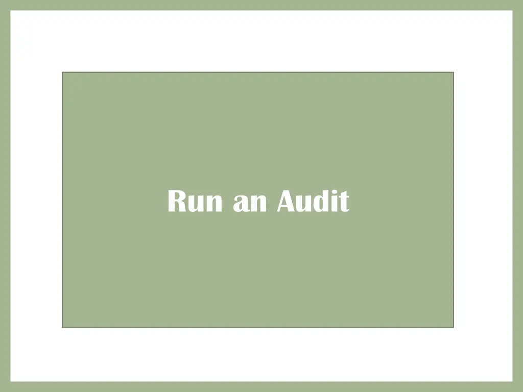 run an audit