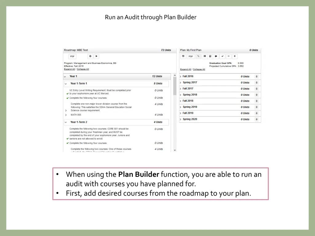 run an audit through plan builder 2