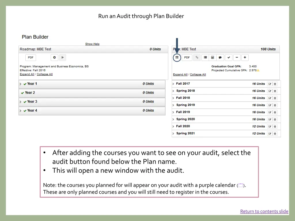 run an audit through plan builder 3